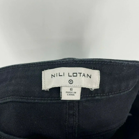 Nili Lotan Jeans Women's Sz 6 Black Denim Skinny Stretch High rise Tapered Ankle - Picture 4 of 8
